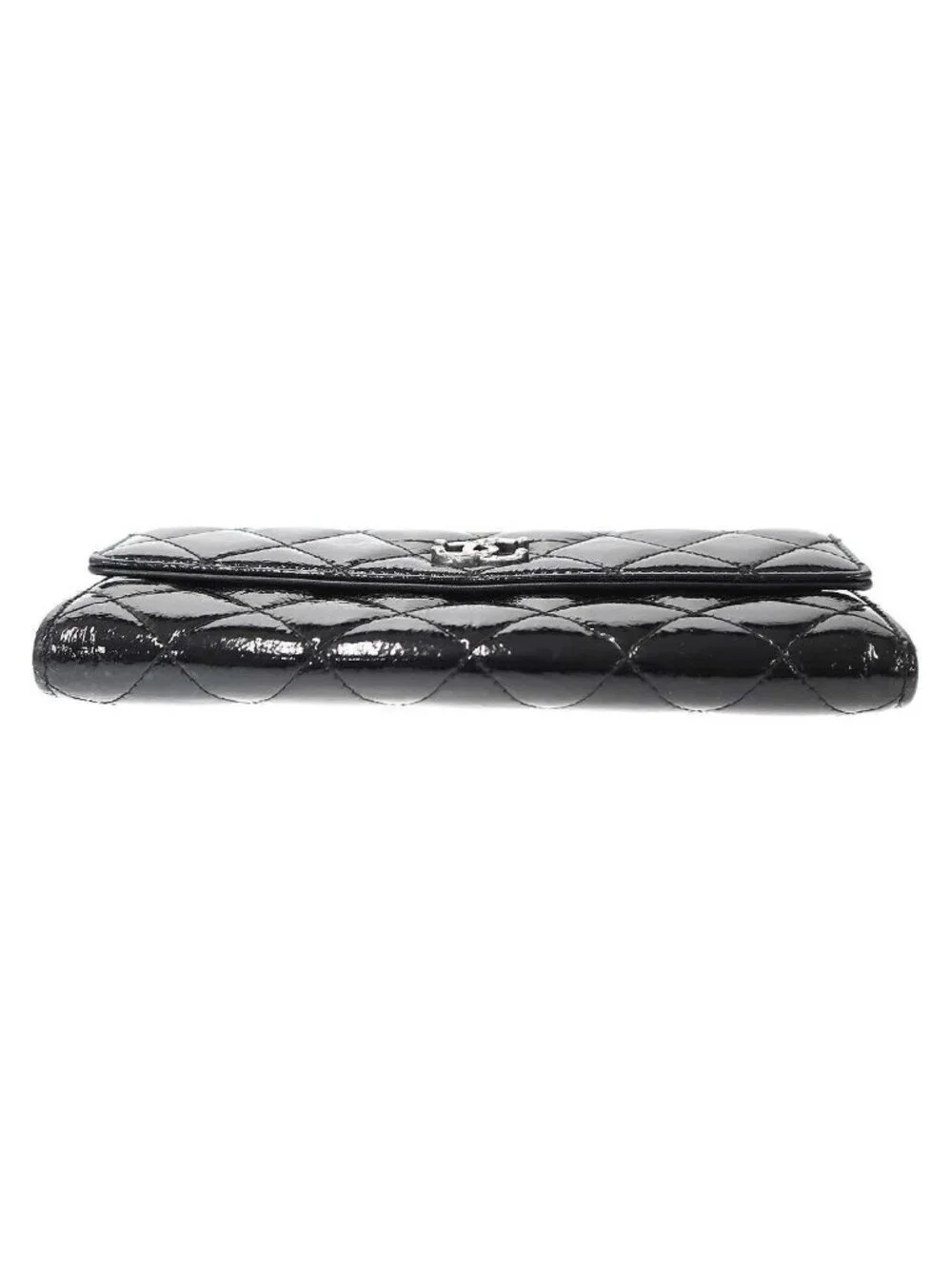 Chanel Quilted Patent CC Logo Wallet Black